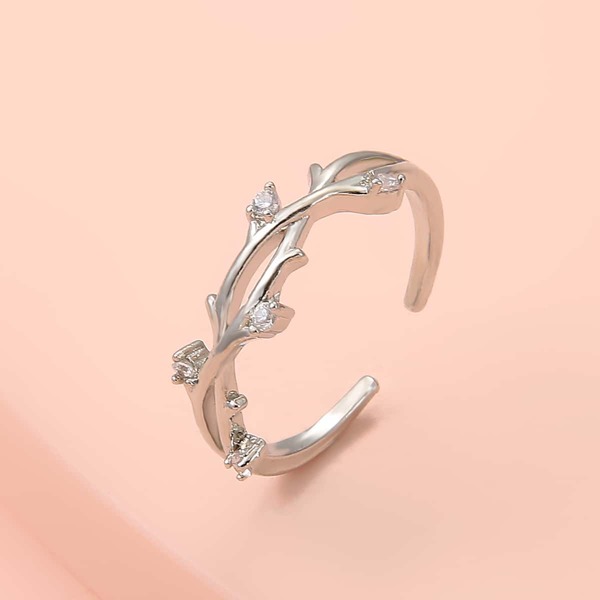 

Zircon Detail Cuff Ring, Silver