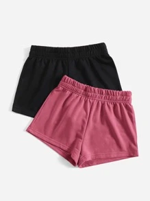 SHEIN EZwear 2 Gói Quần Short Thể Thao Lưng Thun Co Giãn Chắc Chắn - Nhiều màu - Xem 3