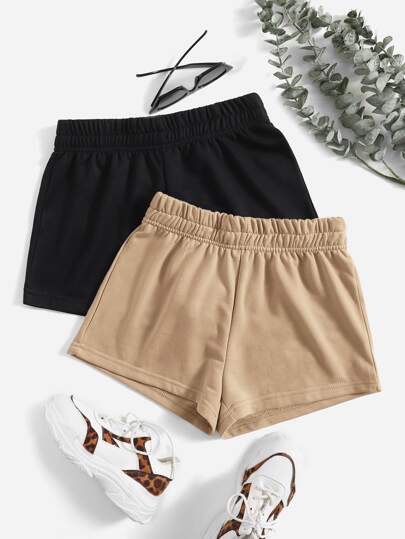 2 paquetes de shorts elásticos de cintura recta