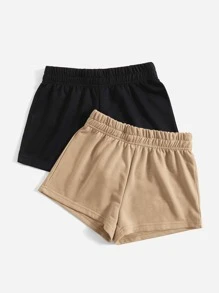SHEIN EZwear 2 Gói Quần Short Thể Thao Lưng Thun Co Giãn Chắc Chắn - Nhiều màu - Xem 4