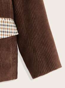 SHEIN 小男童格紋翻蓋細節西裝領外套