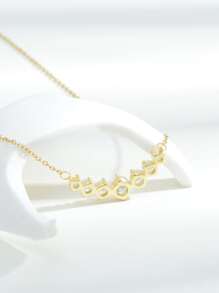 Cubic Zirconia Decor Necklace - Yellow Gold - View 3
