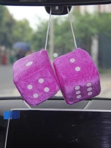 2pcs Dice Shaped Car Ornament - Purple - View 1