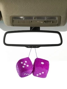 2pcs Dice Shaped Car Ornament - Purple - View 2