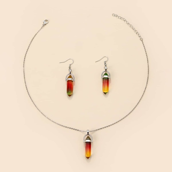 

Crystal Charm Necklace & Drop Earrings, Multicolor