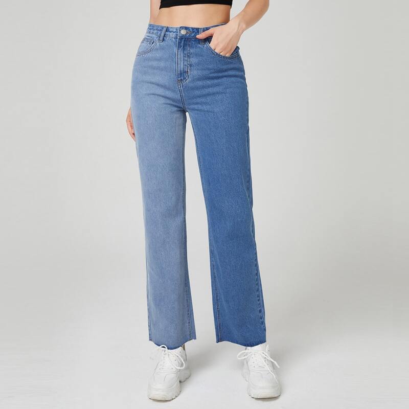 

Colorblock Straight Leg Jeans, Light wash