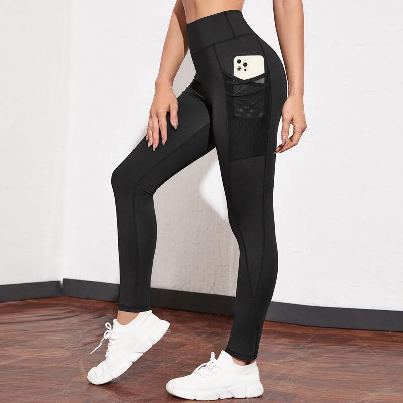

Seam Breathable Softness Sports Leggings With Phone Pocket, Black
