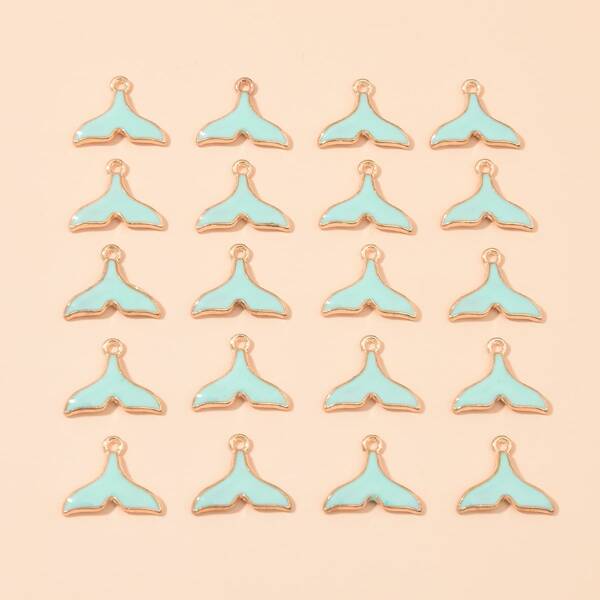 

20pcs Fish Tail Design Pendant, Mint green