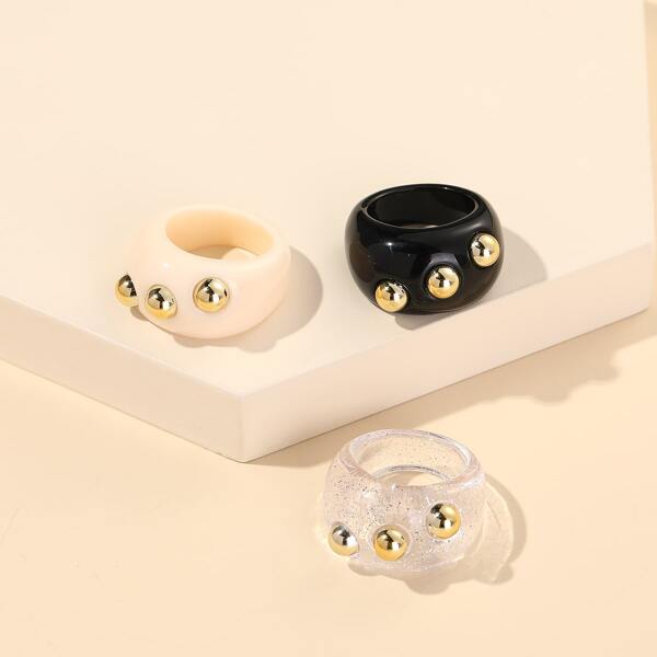 

3pcs Minimalist Ring, Multicolor