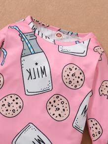 Baby Girl Cartoon Graphic Jumpsuit - Pink - View 5