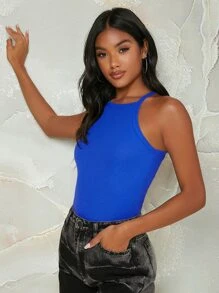 SHEIN EZwear Camis Plain Casual - Biru - View 3