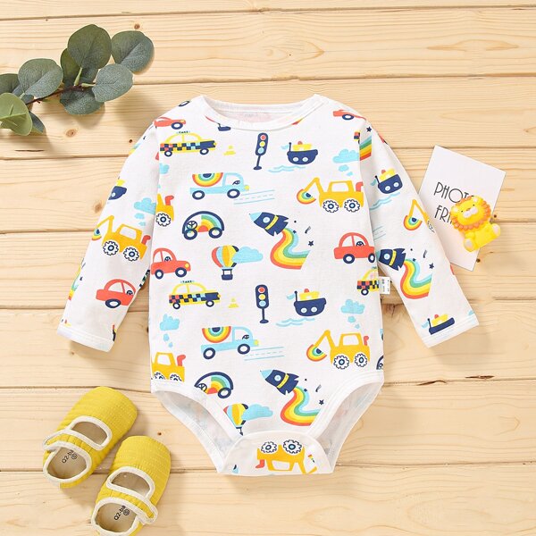 

Baby Cartoon Graphic Tee Bodysuit, White