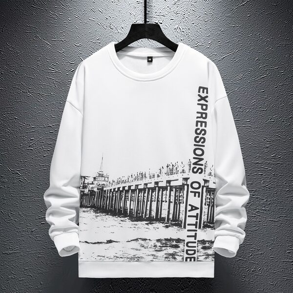 

Men Bridge & Letter Graphic Sweatshirt, White