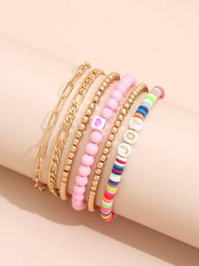 6pcs Letter Decor Bracelet