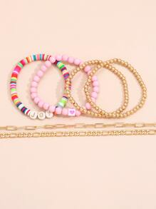 6pcs Letter Decor Bracelet