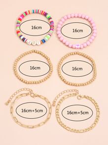 6pcs Letter Decor Bracelet