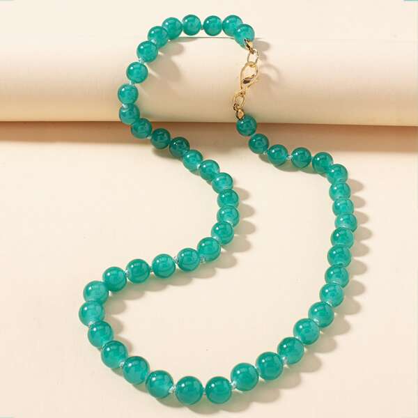 

Minimalist Beaded Necklace, Army green