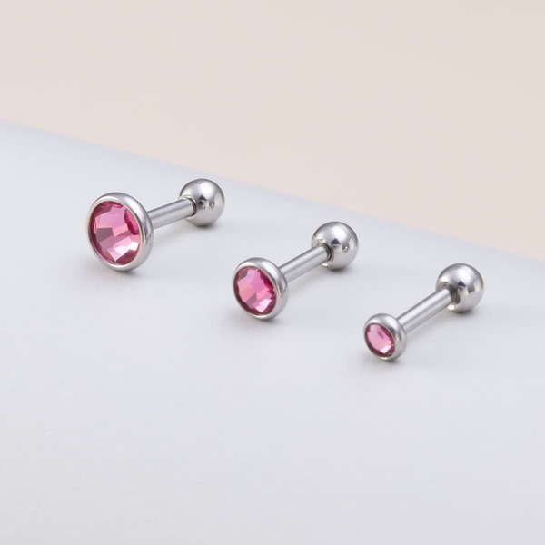 

3pcs Rhinestone Stud Earrings, Pink