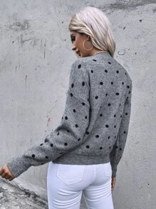 Aveloria Polka Dot Drop Shoulder Jumper - Grey - View 2