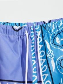 Manfinity Chillmode Men Drawstring Waist Patchwork Shorts - Multicolor - View 3