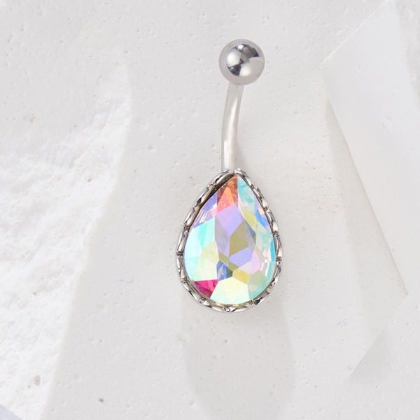 

Zircon Decor Belly Ring, Silver