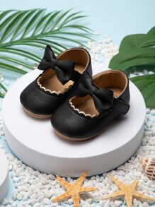 Bebé Mary janes con diseño de lazo en abanico con diseño - Negro - Ver 4