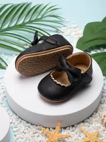 Bebé Mary janes con diseño de lazo en abanico con diseño - Negro - Ver 6