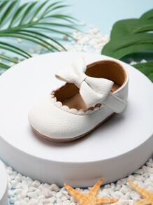 Baby Girls' Or Boys' White Mary Jane Shoes With Bow Decoration - White - View 3