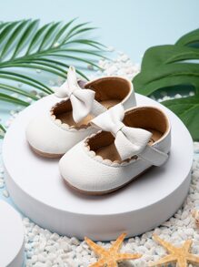 Baby Girls' Or Boys' White Mary Jane Shoes With Bow Decoration - White - View 4