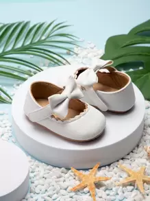 Baby Girls' Or Boys' White Mary Jane Shoes With Bow Decoration - White - View 5