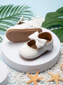 Baby Girls' Or Boys' White Mary Jane Shoes With Bow Decoration - White - View 6