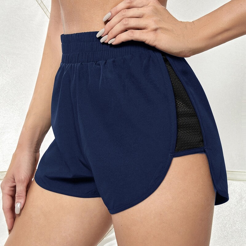 

Absorbs Sweat Breathable 2 In 1 Sports Shorts, Navy blue