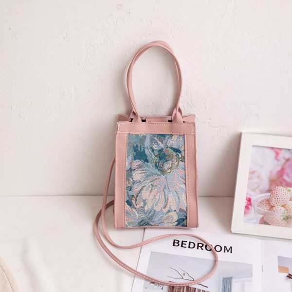 

Painting Pattern Snap Button Bucket Bag, Multicolor