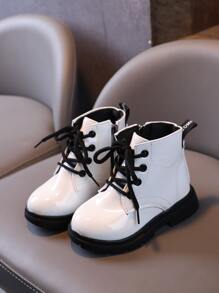 Bốt chiến đấu phía trước cho bé gái Zip có ren-up phía trước - Màu be - Xem 1