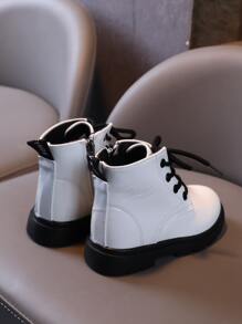 Bốt chiến đấu phía trước cho bé gái Zip có ren-up phía trước - Màu be - Xem 2