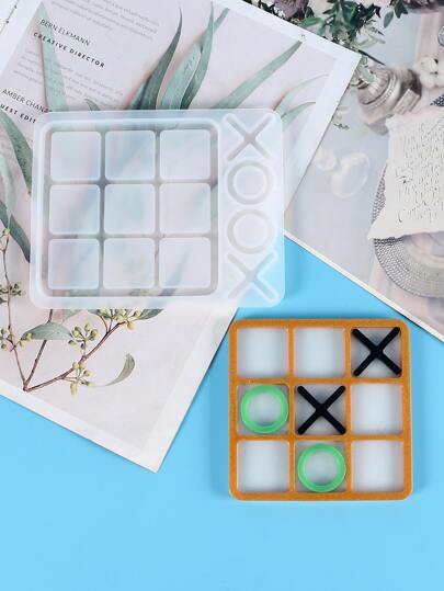字母图形环氧模具，透明井字游戏硅胶模具，适合 DIY