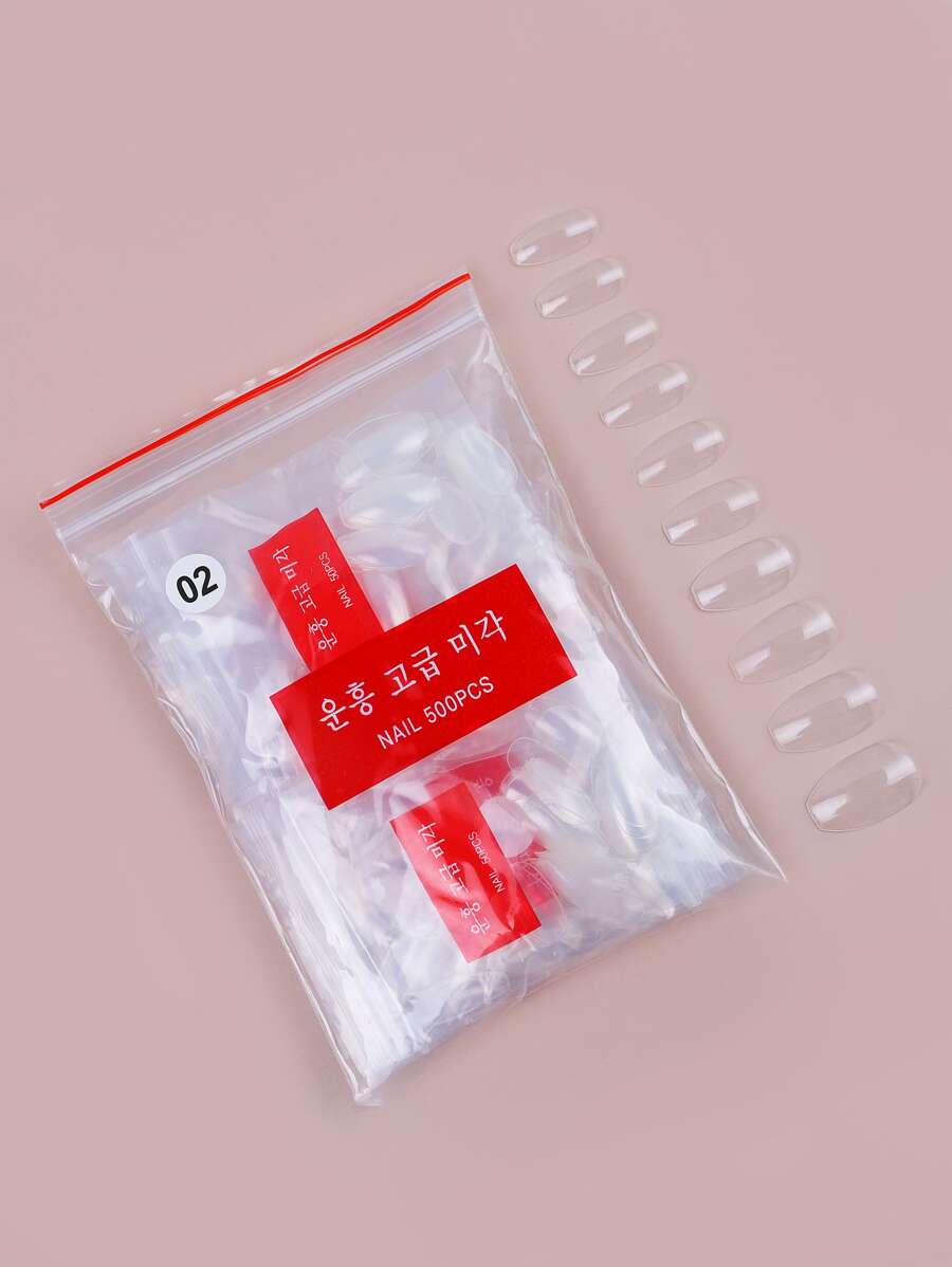 Instantly Upgrade Your Look with 500pcs bag transparent short ballet nail resin extended full coverage fake nails suitable for women and girls - Clear - View 1