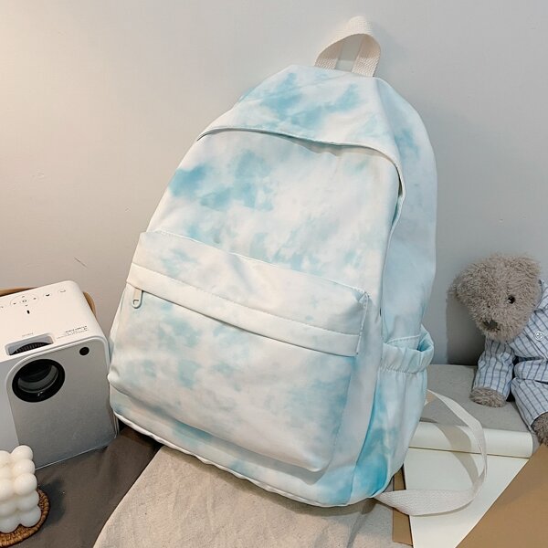 

Kids Tie Dye Large Capacity Backpack, Blue and white