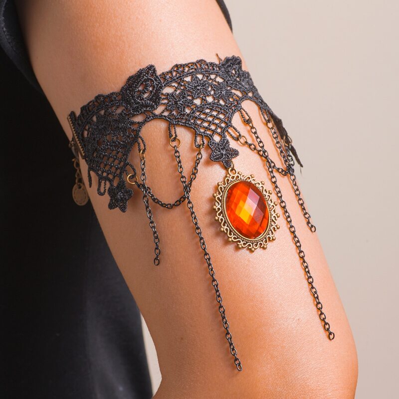 

Rhinestone Decor Arm Cuff, Black