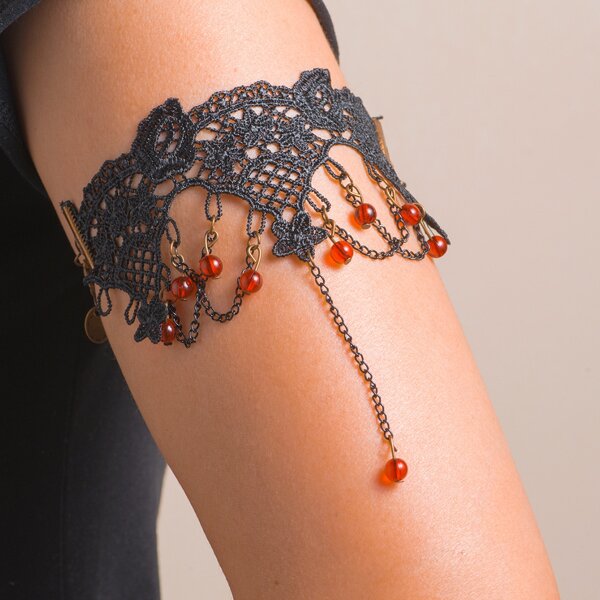 

Flower Detail Arm Cuff, Black