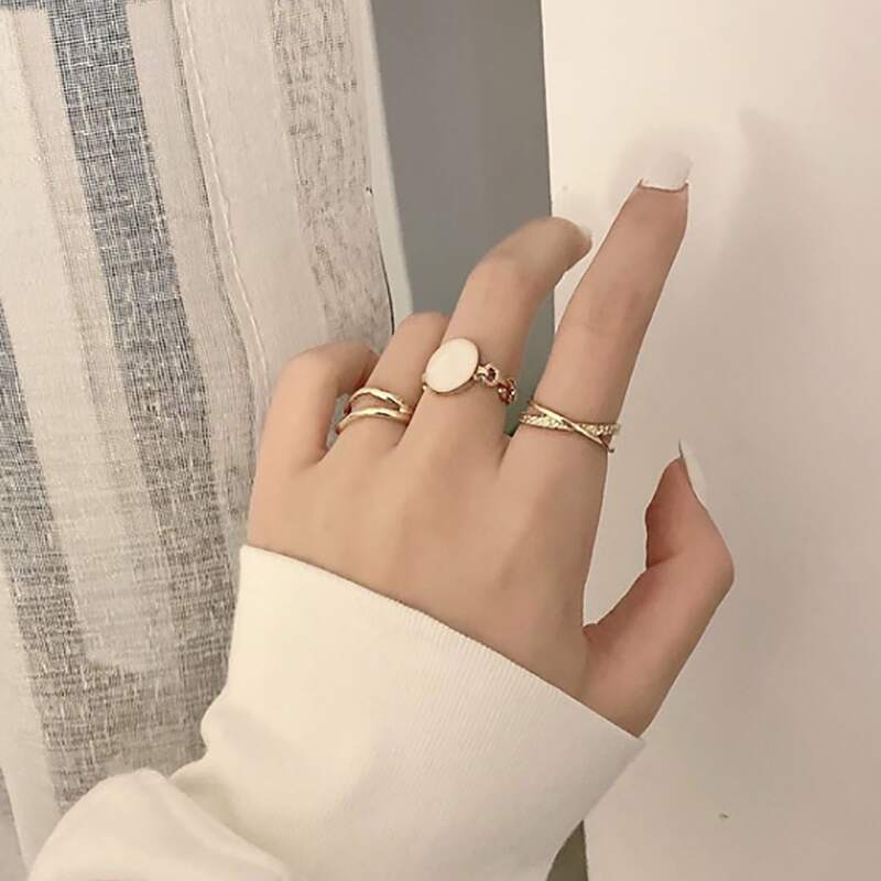 

3pcs Geo Decor Ring, Gold