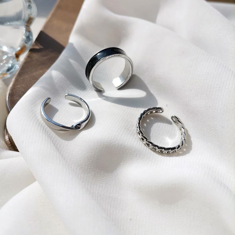 

3pcs Minimalist Cuff Ring, Silver