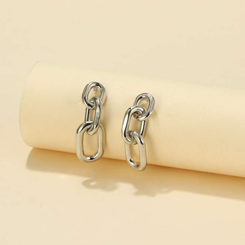 

Chain Drop Earrings, Silver