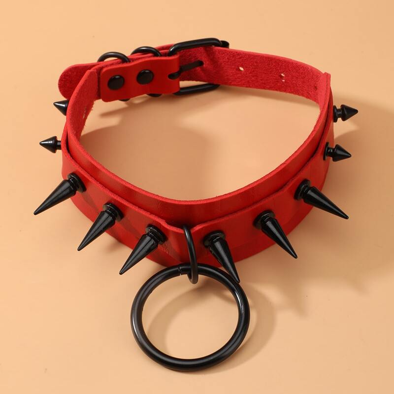 

Spiked Decor Choker, Red