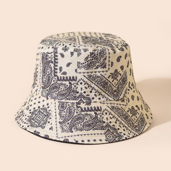 

Paisley Reversible Bucket Hat, Beige
