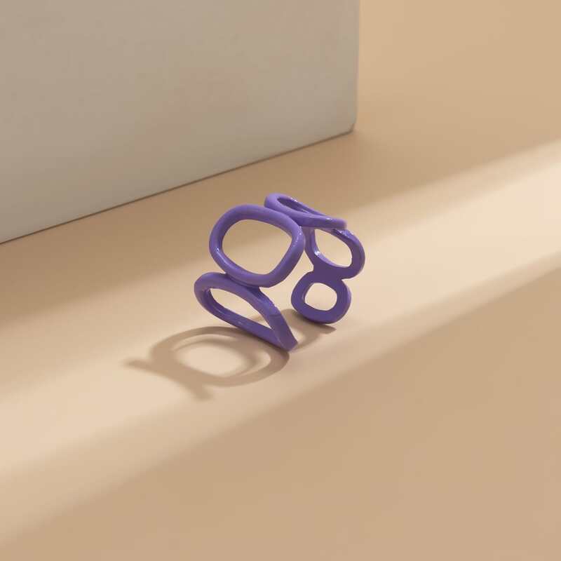 

Hollow Out Cuff Ring, Purple