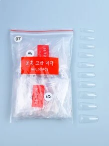 500 piezas/bolsa Puntas de uñas acrílicas en forma de ataúd para práctica, cápsulas de uñas artificiales falsas de gel suave de cobertura completa, herramienta para manicura