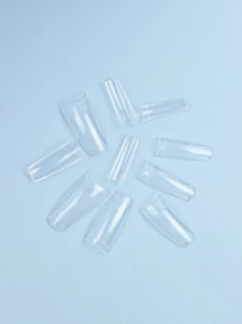 500 piezas/bolsa Puntas de uñas acrílicas en forma de ataúd para práctica, cápsulas de uñas artificiales falsas de gel suave de cobertura completa, herramienta para manicura