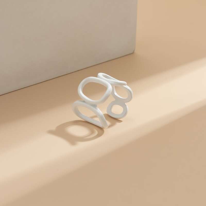 Hollow Out Cuff Ring, White