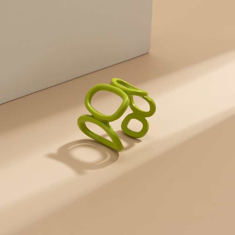 

Hollow Out Cuff Ring, Green